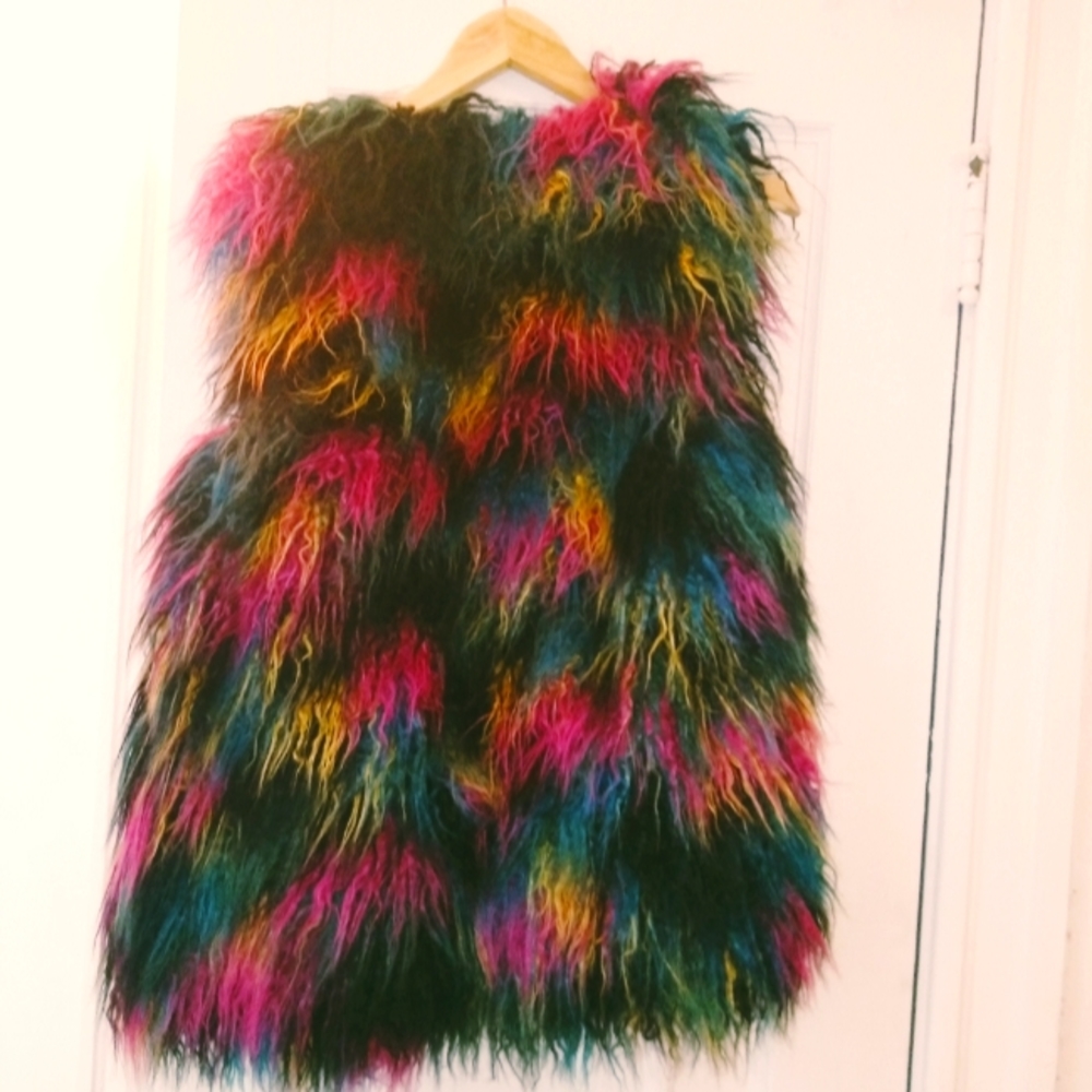 curly lamb faux fur vest